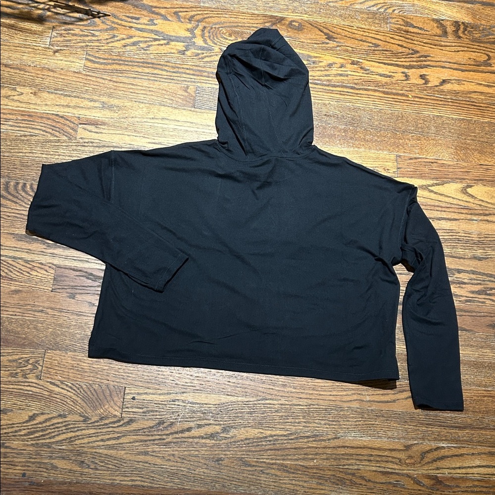 90 Degree By Reflex Charcoal Black Cropped Hooded Top - Picture 4 of 7